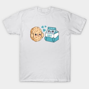 All i need is cookies and milk, Kawaii cookies and milk cartoon. T-Shirt